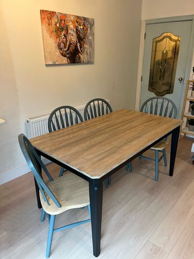 Upcycled Solid Wood Dining Table - Hand Painted White Coffee Whitewash - Modern Rustic - One of a Kind