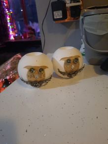 white glass Christmas t light holders