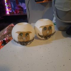 white glass Christmas t light holders
