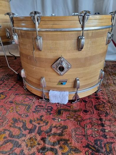 Ludwig 3 ply 70s Butcher Block and LM402 6.5 Supraphonic Snare - Blue Olive Drums Kit Led Zeppelin