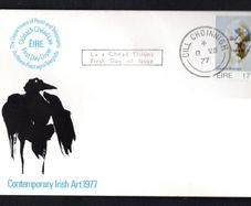 1977 Ireland Contemporary Irish Art: "Head" by Louis le Broquy Commemorative Stamps Department of Post and Telegraphs address Cover (FDC) with Cill Choinnigh (Kilkenny) cancel.