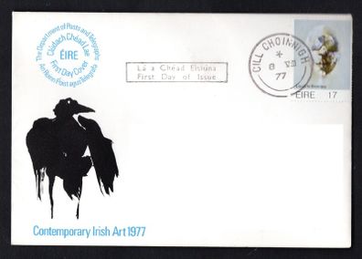 1977 Ireland Contemporary Irish Art: "Head" by Louis le Broquy Commemorative Stamps Department of Post and Telegraphs address Cover (FDC) with Cill Choinnigh (Kilkenny) cancel.