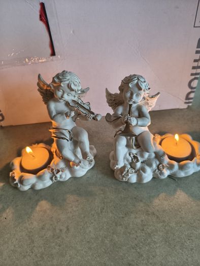 Set Of  2  Cupid Candle Night Lite Holders