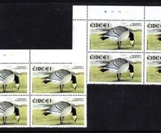 2002-04 Ireland Tenth Definitive Definitive Stamp Series Birds E1 Barnacle Goose Plate Block 1A1A1A1A & 1B1B1B1B Mint Never Hinged (MNH)