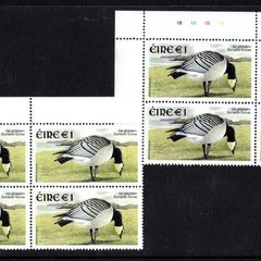 2002-04 Ireland Tenth Definitive Definitive Stamp Series Birds E1 Barnacle Goose Plate Block 1A1A1A1A & 1B1B1B1B Mint Never Hinged (MNH)