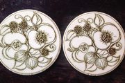 Pair of Vintage Jersey Pottery Trivets / Teapot Stands