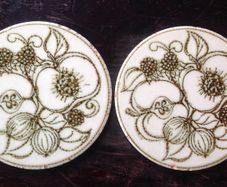 Pair of Vintage Jersey Pottery Trivets / Teapot Stands