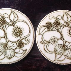 Pair of Vintage Jersey Pottery Trivets / Teapot Stands