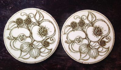 Pair of Vintage Jersey Pottery Trivets / Teapot Stands