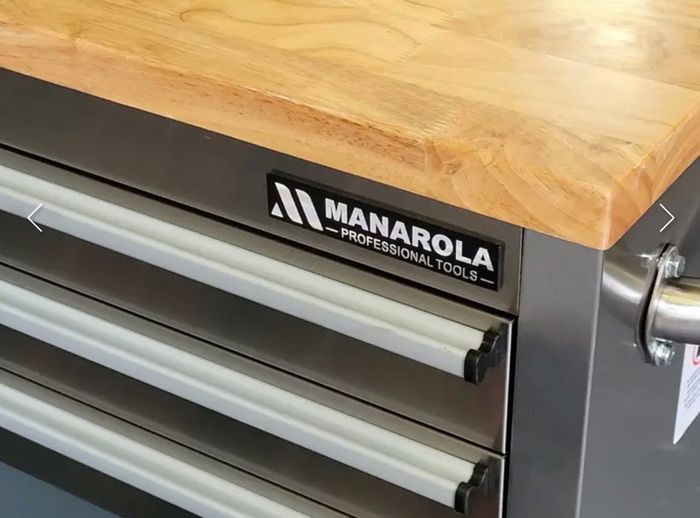 Brand New Manarola 10 drawer Stainless Steel Tool Chest With Solid Oak Wooden Work Top