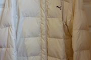 Jacket Puma Duck Feather Down Quilted Jacket. Cream. Hood detachable. Very good Condition.  Perfect Med,  Large Coat
