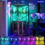 Corner Bar Cabinet with Socket, Industrial Wine Cabinet with LED Strip and Glass Holder, 5 Tier Spirit Rack for Home Image 2