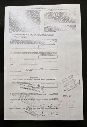 Builders Investment Group 100 Shares 1971