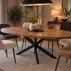 Brand New 200cm EZ Living Oval Oak Dining Table w