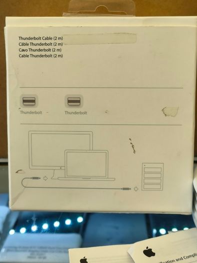 Genuine Official Apple Thunderbolt 2 Cable 2m A1410 White Md861zm/a Original/ New