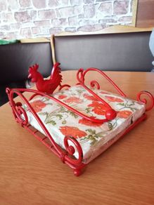 Shabby Chic Rooster Napkins Tray Holder