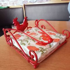 Shabby Chic Rooster Napkins Tray Holder