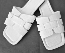 White Flat Slides, Minimal Summer Sandals, Size UK 5  EU 38