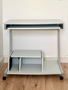 Computer Desk with Keyboard Tray & PC Tower Shelf Grey