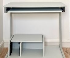 Computer Desk with Keyboard Tray & PC Tower Shelf Grey