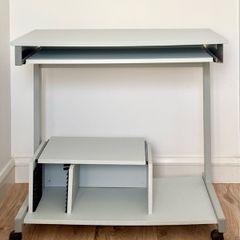 Computer Desk with Keyboard Tray & PC Tower Shelf Grey