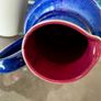 Denby Harlequin Jester Pitcher Cobalt Blue and Claret Stoneware Jug Posy Vase Image 8