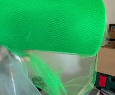 Green netting and sew on flowers - maybe handy for sets & crafts