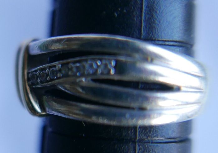 Vintage 9Ct Yellow Gold 375 and Sterling Silver 925 Ring,  Hallmarked 375 - 925  , 3,74g size N1/2