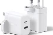 USB C Charger Plug, 2-Pack 20W Dual Ports USB Fast Charger Plug, USB C Charger Compatible with iPhone 16/15/15 Pro/14/13/12, iPad, Galaxy S24/S23, Pixel 9