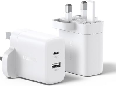 USB C Charger Plug, 2-Pack 20W Dual Ports USB Fast Charger Plug, USB C Charger Compatible with iPhone 16/15/15 Pro/14/13/12, iPad, Galaxy S24/S23, Pixel 9
