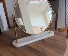 Round Marble & Gold Dressing Table Mirror (Large)