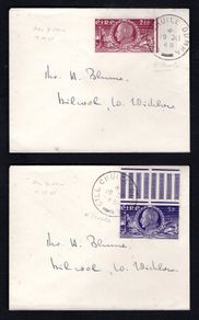 1948 Ireland 150th Anniversary of the Insurrection of 1798 (Wolfe Tone) Commemorative Stamps Neatly addressed pair of First Day Cover (FDC) with Cill Chuile Dumha (Kilcoole, Co, Wicklow) cancel
