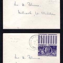 1948 Ireland 150th Anniversary of the Insurrection of 1798 (Wolfe Tone) Commemorative Stamps Neatly addressed pair of First Day Cover (FDC) with Cill Chuile Dumha (Kilcoole, Co, Wicklow) cancel