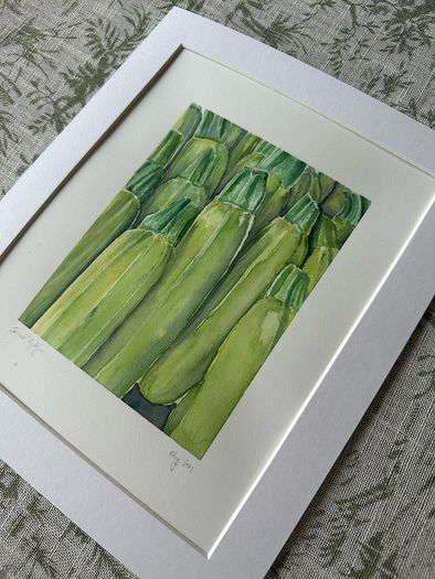 Watercolour - Stacked Courgettes