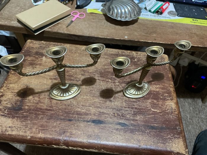 Vintage mini brass candle holders
