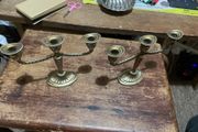 Vintage mini brass candle holders