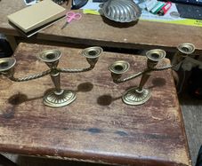 Vintage mini brass candle holders