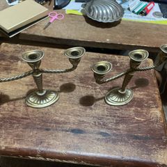 Vintage mini brass candle holders