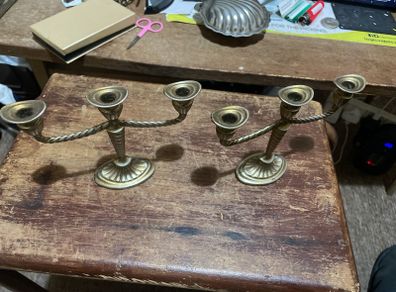 Vintage mini brass candle holders