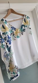 Salsa Jeans floral drape sleeve top Sz M (Fit 12-14UK) - Rrp 69.95 (New)