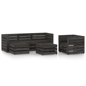 6 Piece Garden Lounge Set Grey Impregnated Pinewood