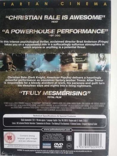 The Machinist [2004] - Christian Bale, Jennifer Jason Leigh, Aitana Sanchez-Gijon, John Sharian, & Michael Ironside [DVD Movie]