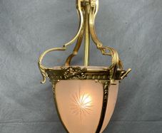 ON SALE !! WAS 395 NOW 330 ! Elegant Brass Lantern Pendant with Frosted Star Etched Glass