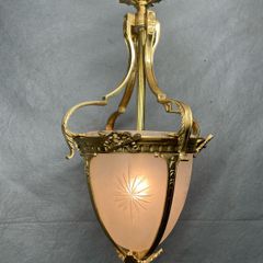 ON SALE !! WAS 395 NOW 330 ! Elegant Brass Lantern Pendant with Frosted Star Etched Glass