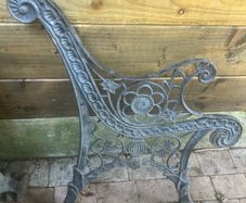 Pair of Ornate Antique Cast-Iron Garden Bench End