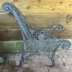 Pair of Ornate Antique Cast-Iron Garden Bench End