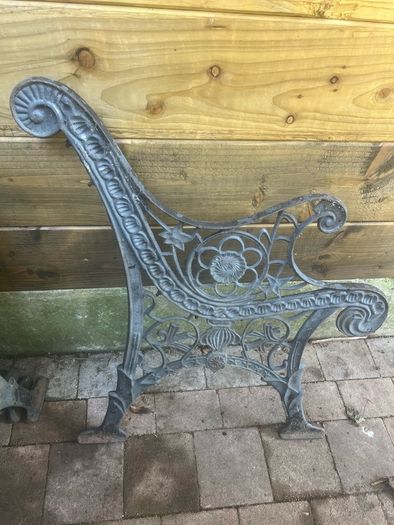 Pair of Ornate Antique Cast-Iron Garden Bench End