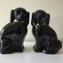 Antique Sadler  black Mantle dogs with glass eyes Image 2