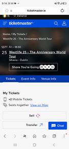 2 Westlife Seated Tickets 25th Sept