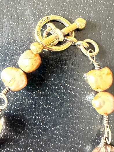 silver necklace with natural stones